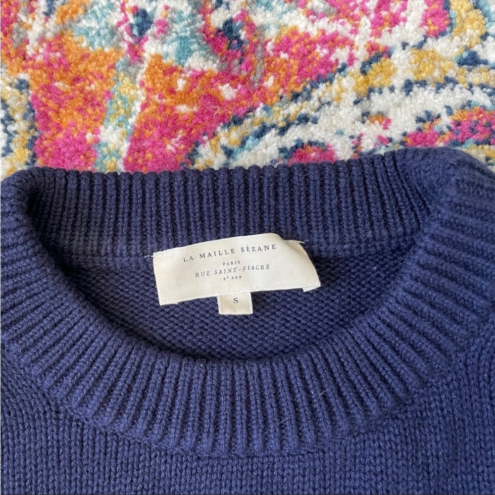 Sezane Orion Navy Wool-Knit Jumper - Picture 4 of 12